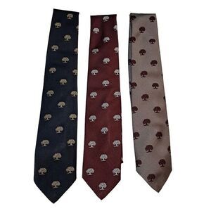 Robert Talbott Made In England Silk Neckties Lot of 3‎ Red Blue Gray Tree Dacron